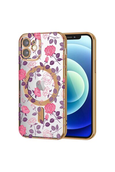 bestcase Πολυτελής Θήκη MagSafe, Συμβατή με Apple iPhone 12, Κομψό Φλοράλ Σχέ...