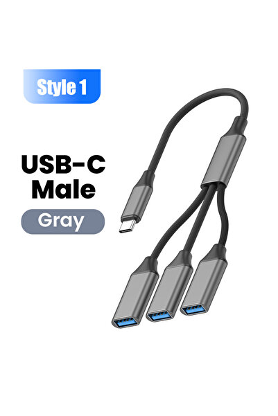 Choice محول USB C رمادي اللون من النوع A 3 في 1، كابل تمديد USB Type C، محول ...