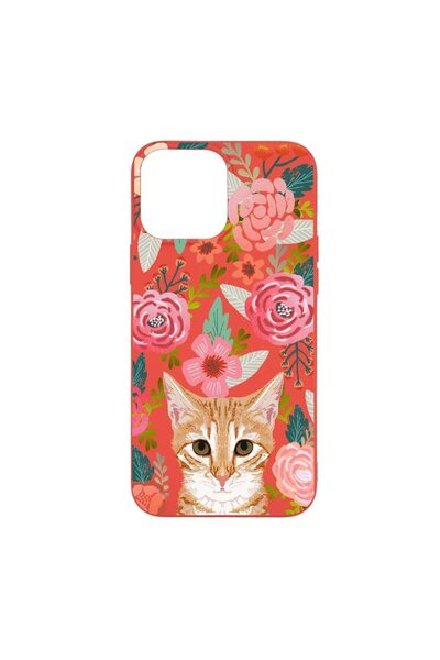 bestcase Θήκη σιλικόνης, Συμβατή με Apple iPhone 13 Pro Max, Γάτα και Λουλούδ...