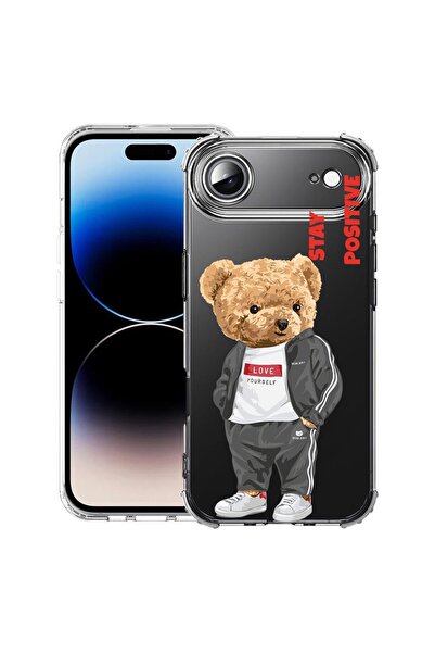 bestcase Калъф за Apple iPhone 17 Air с дизайн Stay Positive - Плюшено мече, ...