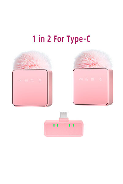 Choice3 ميكروفون لافالير لاسلكي Pink-2-TC وردي اللون 1 في 4 مع خاصية تقليل ال...