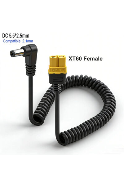 Choice1 DC to XT60 F XT60 to DC 5.5 x 2.5/2.1mm Connector Power Cord DC to XT...