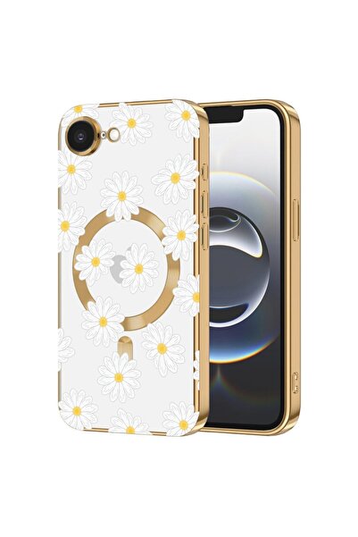 bestcase Πολυτελής Θήκη MagSafe, Συμβατή με Apple iPhone 16e, Λευκές Μαργαρίτ...