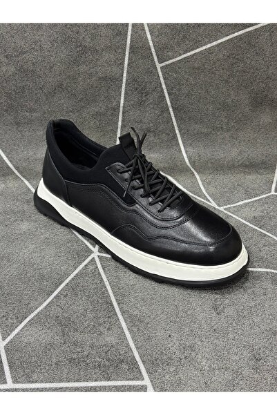 modaayakkabı Black Genuine Leather Elastic Eva Sole Shoes