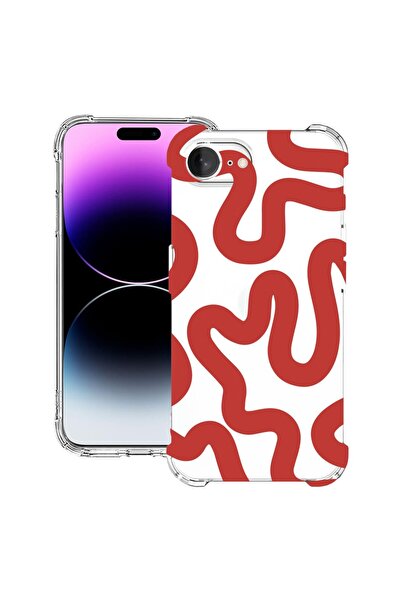 bestcase Husa pentru Apple iPhone 16e, Anti Shock 1.5MM, Red Abstract Line, P...