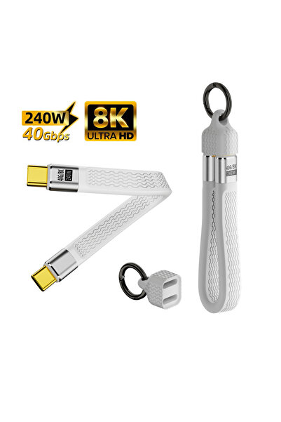 Choice1 كابل بيانات USB C محمول أبيض اللون بقوة 240 واط و5 أمبير، سلك شحن سري...