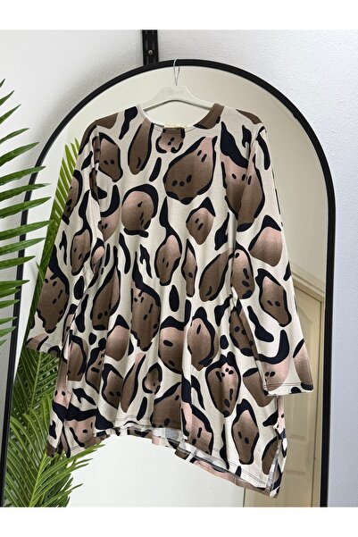 ÖZNE BUTİK Γυναικείο χτενισμένο βαμβακερό τουνίκ μεγάλου μεγέθους 100% βαμβακ...