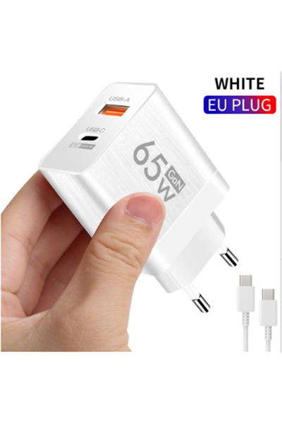 Choice6 شاحن حائط سريع 65 واط مع كابل أبيض من نوع C للهواتف، شاحن سريع من نوع...