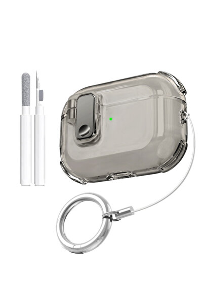 Choice19 غطاء حماية شفاف أسود لسماعات AirPods Pro 3 مع قلم وطقم تنظيف وقفل آمن