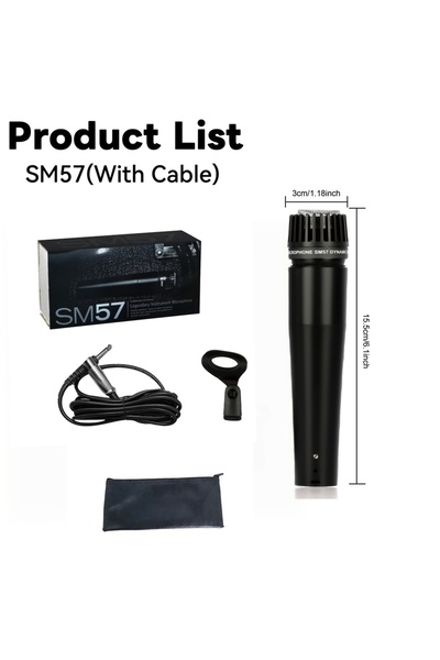 Choice ميكروفون يدوي SM57 (مع كابل) من Lokchonk، ميكروفون كارديويد للغناء، من...