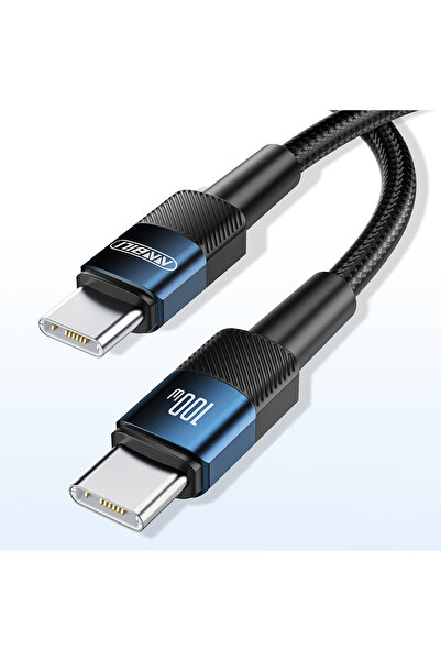 Choice6 كابل NNBILI أزرق من النوع C إلى C بطول 2 متر، 100 واط، يدعم الشحن الس...