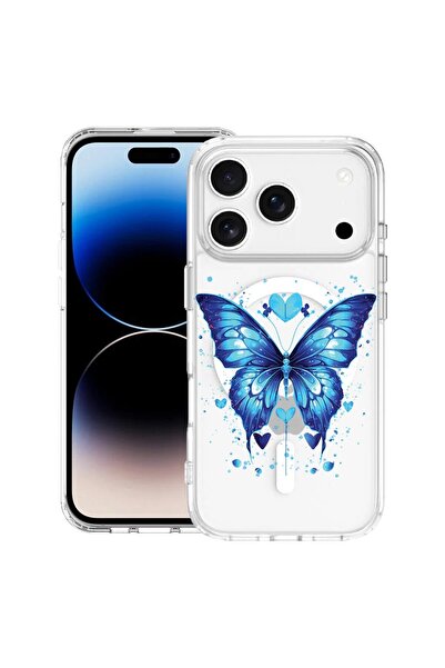 bestcase Husă pentru Apple iPhone 17 Pro Max cu Design Fluture Albastru, Mag ...