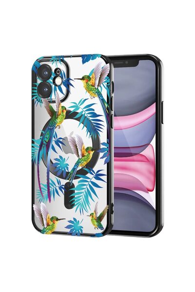 bestcase Πολυτελής Θήκη MagSafe, Συμβατή με Apple iPhone 12, Τροπικό - μπλε, ...