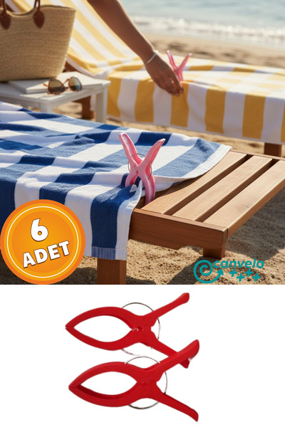 CANVELA 6 Adet XXL Büyük Boy Şezlong Plaj Havlu Mandalı Halı Asma Battaniye v...
