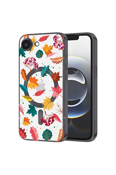 bestcase Husa Luxury MagSafe, Compatibila Apple iPhone 16e, Frunze de toamna ...