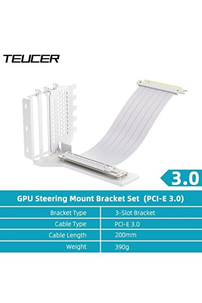 choice2 حامل تثبيت عمودي لبطاقة الرسومات PCI-01-3.0 WH(20CM) TEUCER PCI-1 مع ...