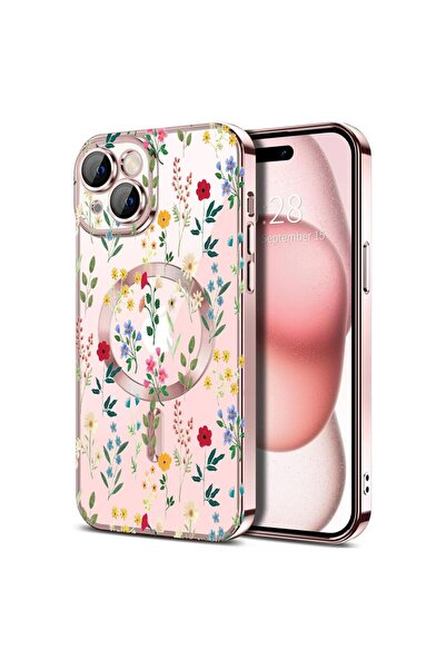 bestcase Husa Luxury MagSafe, Compatibilă cu Apple iPhone 14, Flori de primăv...