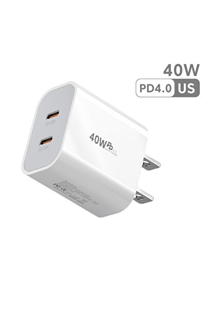 choice2 US PD 40W Dual USB C Charger Fast Charging QC3.0 Phone Charger Adapte...