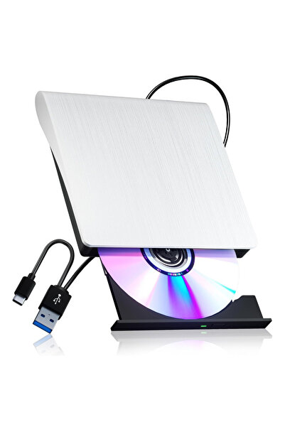 Choice قارئ وناسخ أقراص DVD RW خارجي USB 3.0 أبيض اللون عالي السرعة يعمل بنظا...