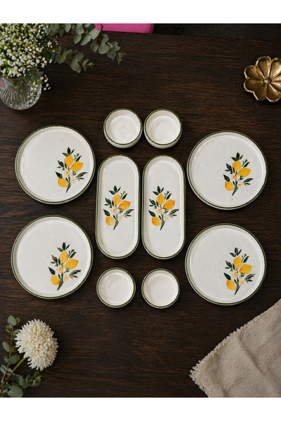 Home 10 parça limon desen kahvaltı takımı