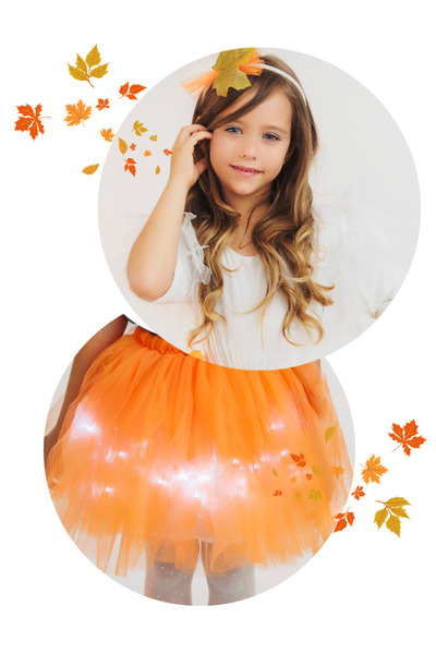 fustite cu luminite Χαριτωμένη Παστέλ Πορτοκαλί Στολή Νεράιδας, Φθινοπωρινή Ν...