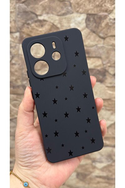 Vip Case Redmi Note 14 Uyumlu Mini Siyah Yıldız Desenli Silikon Darbe Emici K...