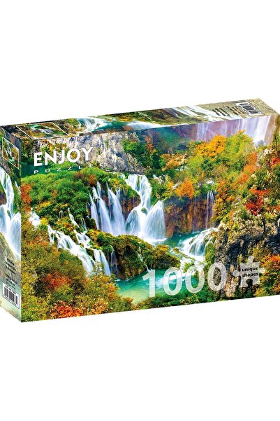 Enjoy Puzzle 1000 de piese Puzzle distractiv - Cascadele Plitvice toamnați + ...