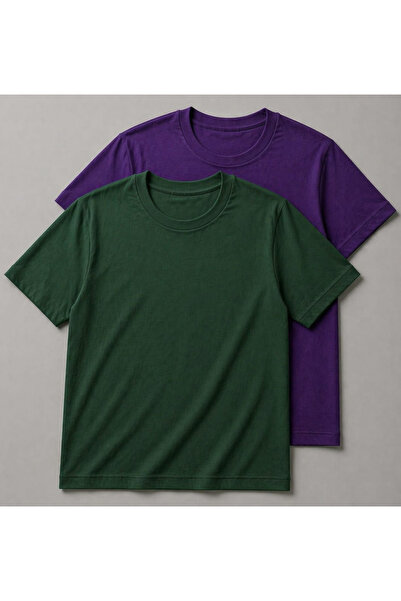 ciwi&life Unisex Ανδρικό/Γυναικείο Σετ 2 τεμαχίων Πράσινο-Μωβ Βαμβακερό T-Shi...