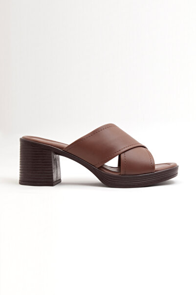 Mamito Ayakkabı Jvl 795 Cross-Strapped Thick Heel Slippers