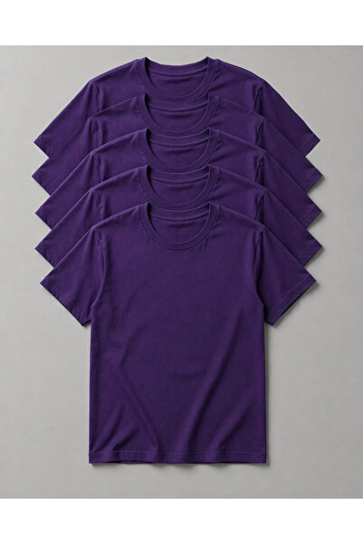 mw memowear Unisex Ανδρικό/Γυναικείο Μπλουζάκι 5 τεμαχίων από μωβ βαμβάκι με ...