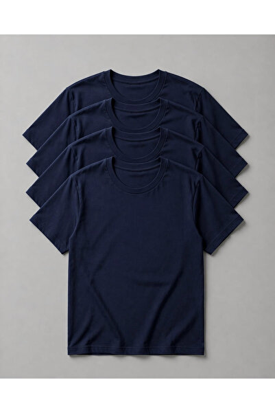 memowear Unisex Ανδρικό/Γυναικείο μπλουζάκι 4 τεμαχίων σε μπλε ναυτικό βαμβακ...