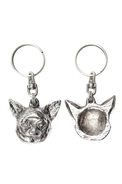 Art - Dog Pandantiv Chihuahua scurt, placat cu argint, cu un câine într-o cut...