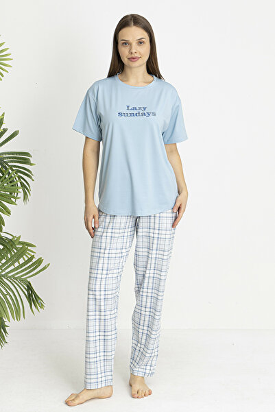 REMSA Γυναικείο Σετ Πιτζάμες από Ύφασμα Σούπερ Τζιν με Κοντά Μανίκια 26194 Ba...