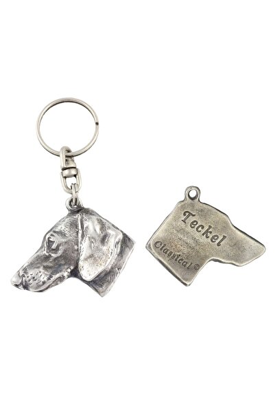 Art - Dog Teckel I - Pandantiv placat cu argint cu un câine într-o cutie deco...