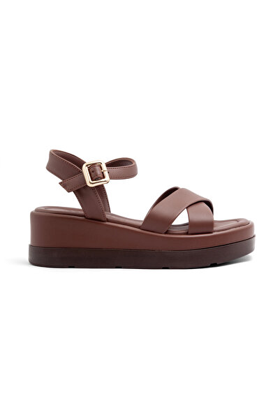 Mamito Ayakkabı Jvl 402 Cross-Strapped Adjustable Wedge Heel Sandals