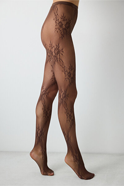 Penti Roses Fishnet Brown Pantyhose