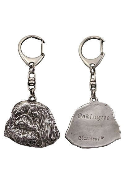 Art - Dog Pekingese, Pekinese - Breloc placat cu argint cu câine, decorațiune...