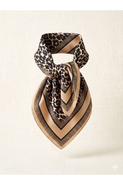 MAESTRO WOMAN Γυναικείο μεταξωτό σατέν φουλάρι με σχέδιο λεοπάρ 70x70