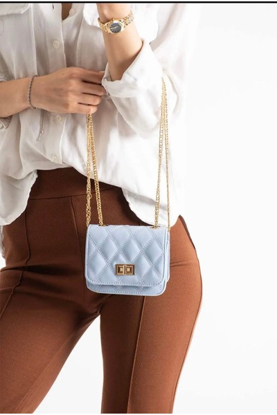 grand coco Γυναικεία κομψή μίνι τσάντα χεριού και ώμου σε μπλε μπεμπέ