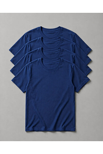 ciwi&life Unisex Ανδρικό/Γυναικείο Μπλουζάκι 4 τεμαχίων από μπλε βαμβάκι με λ...