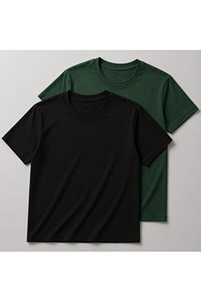 ciwi&life Unisex Ανδρικό/Γυναικείο Σετ 2 τεμαχίων Μαύρο-Πράσινο Βαμβακερό T-S...