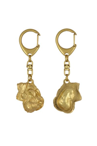 Art - Dog Schnauzer IV - Gilded key ring with dog in gift box, handbag decora...