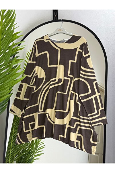 ÖZNE BUTİK Γυναικείο χτενισμένο βαμβακερό τουνίκ μεγάλου μεγέθους 100% βαμβακ...