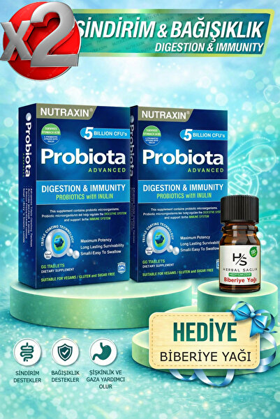Nutraxin 2 Adet Probiota Advanced Probiyotik Kompleks 60 Adet Tablet + Hrblsg...