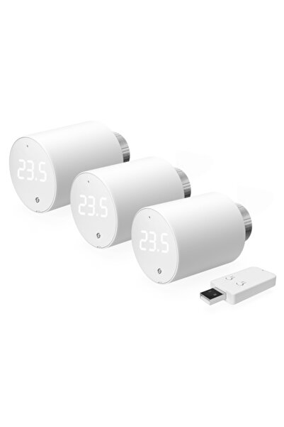 Shelly Termostat inteligent pentru casă, Pachet de 3 robinete de radiator BLU...
