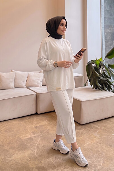 Suede Style 6246 - Κομψό, άνετο, υφασμάτινο γυναικείο σετ από ύφασμα Modal