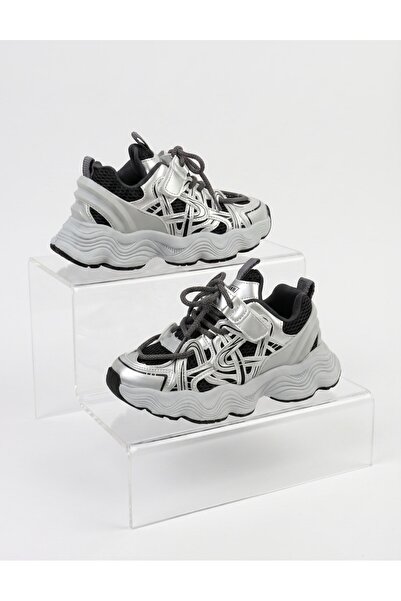 MiniKids Σνίκερς Sport Boy Apawwa, ασημί