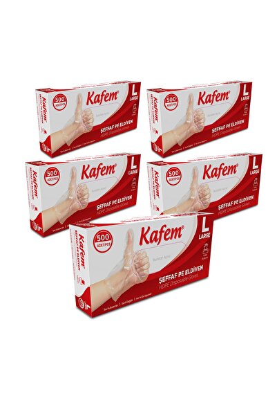 KAFEM PE Tek Kullanımlık Şeffaf Eldiven 500 Lü X 5 Paket