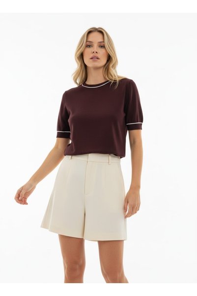 Arbucky Women's Crew Neck Short Sleeve Basic Knitwear Blouse