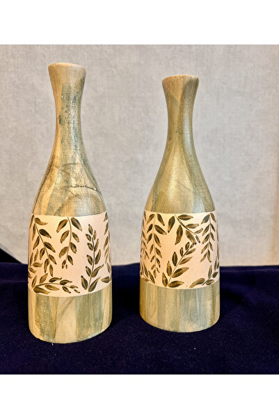 pinaart مزهرية ديكور خشبية 2 قطعة مقاس 20 سم